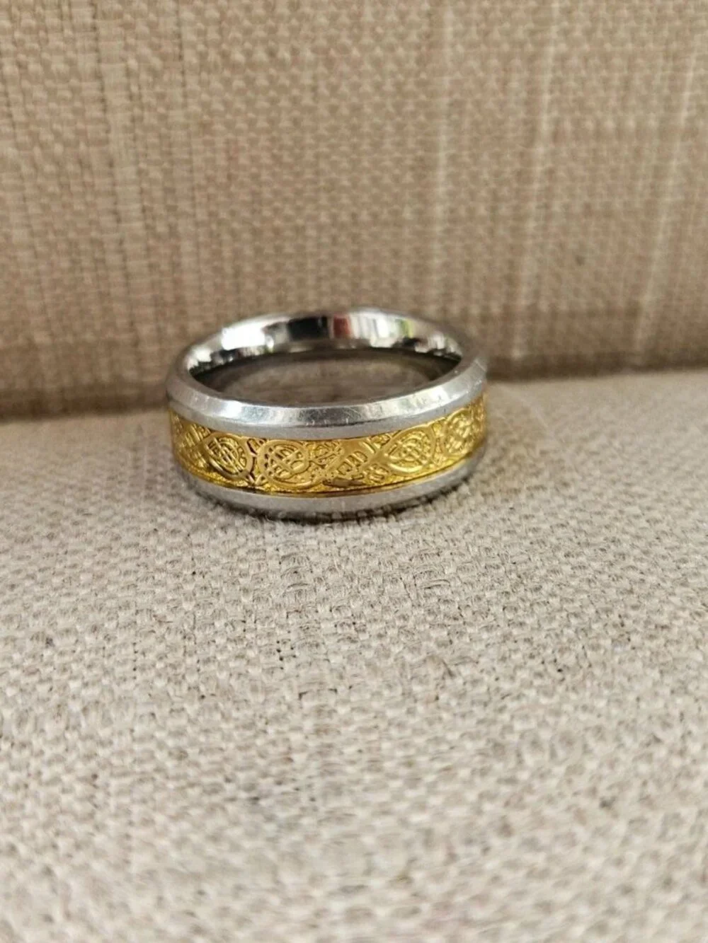 Men Ring Stainless Steel Gunmetal/Gold Tone Fashion Jewelry Finger Band Size 8